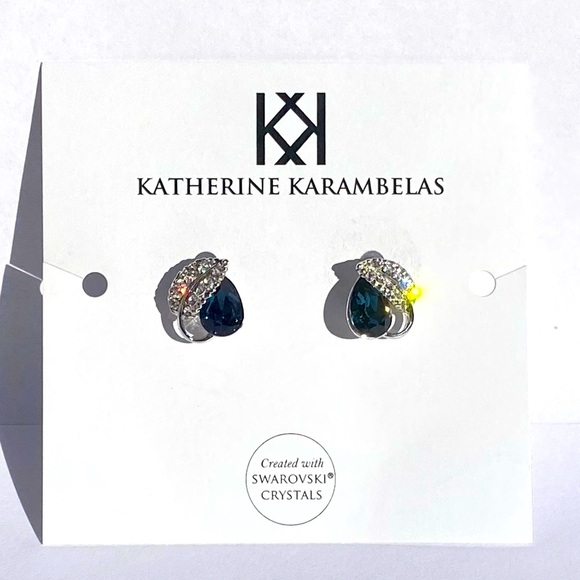 Katherine Karambelas Luxury Earrings Swarovski Crystals Timeless Party Gift Glam - Picture 1 of 6